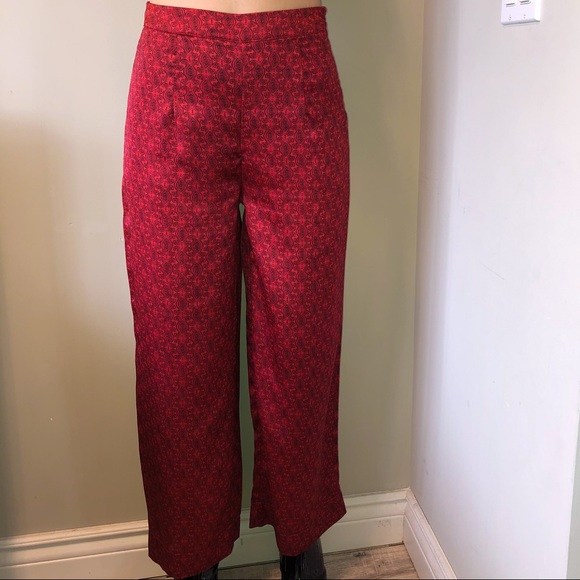 Urban Outfitters Red Patterned Silky Pants - Picture 2 of 4